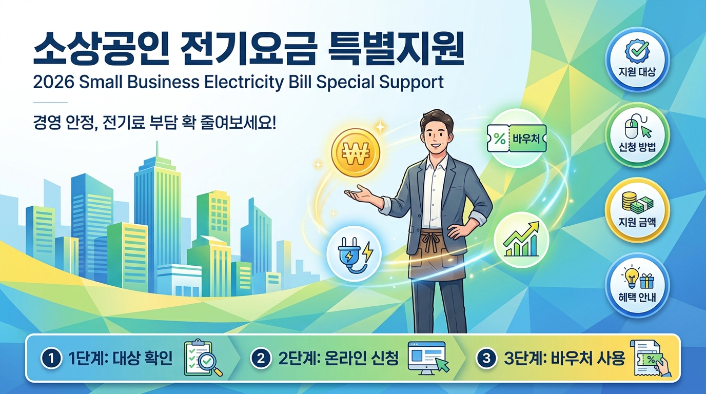 2026 소상공인 전기요금 특별지원: '경영안정 바우처'로 최대 25만 원 받기