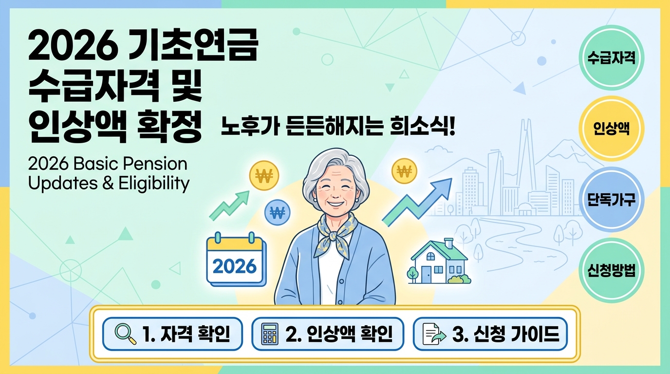 2026 기초연금 수급자격 및 인상액 확정: 단독가구 월 35만 원 시대