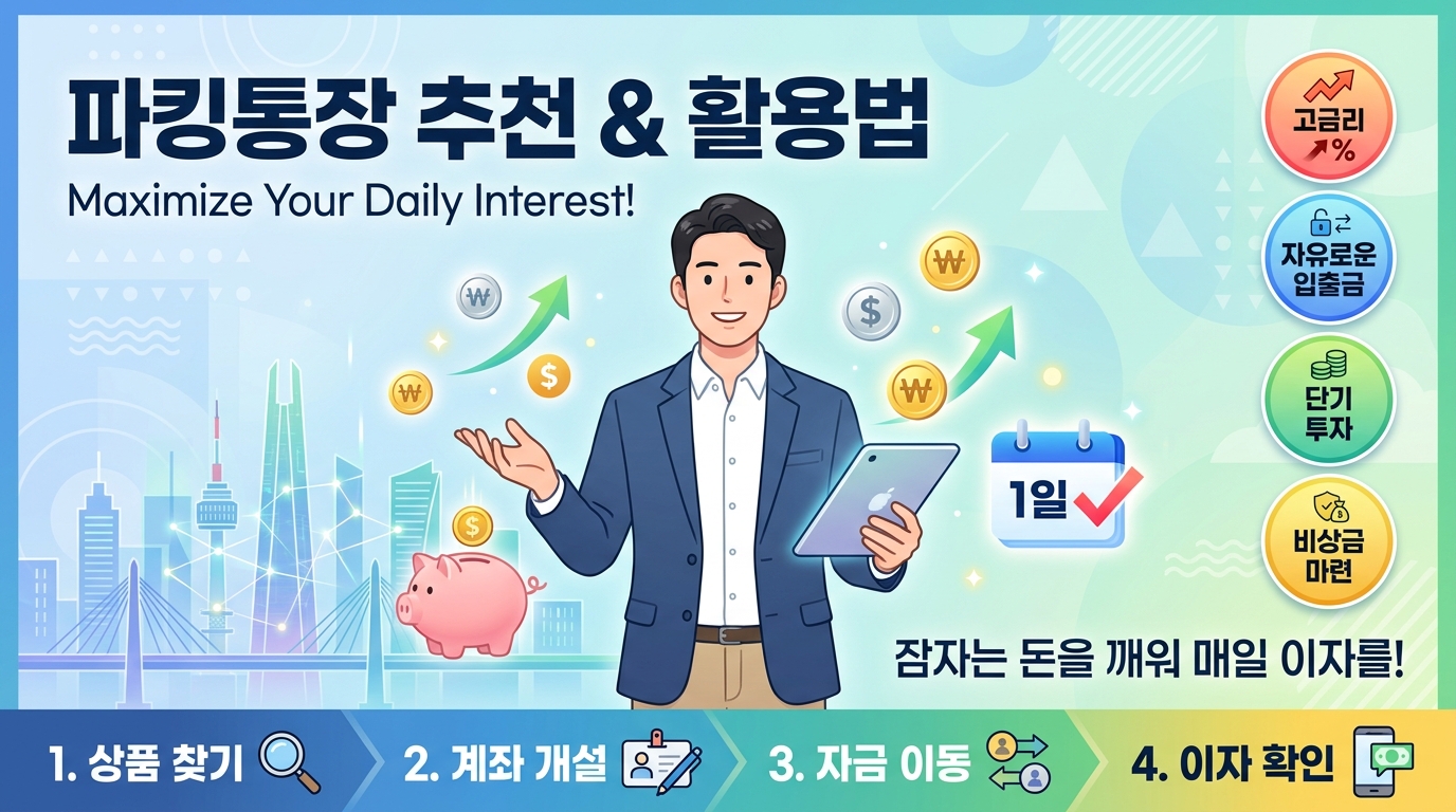 파킹통장 추천 & 활용법: "월급 통장에 그냥 두면 바보? 매일 이자 받으세요"
