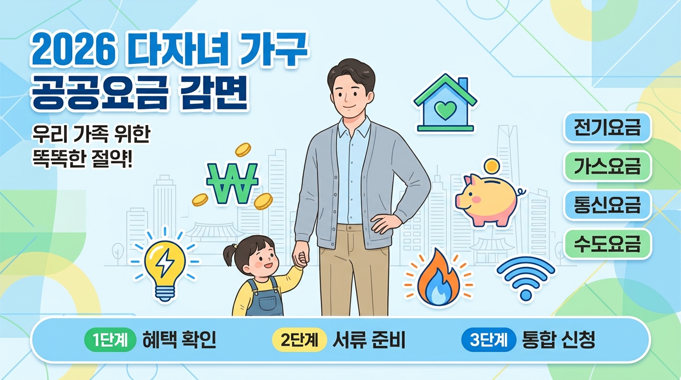 2026 다자녀 가구 공공요금 감면 — 전기·가스·통신 5가지 한 번에 신청하는 법