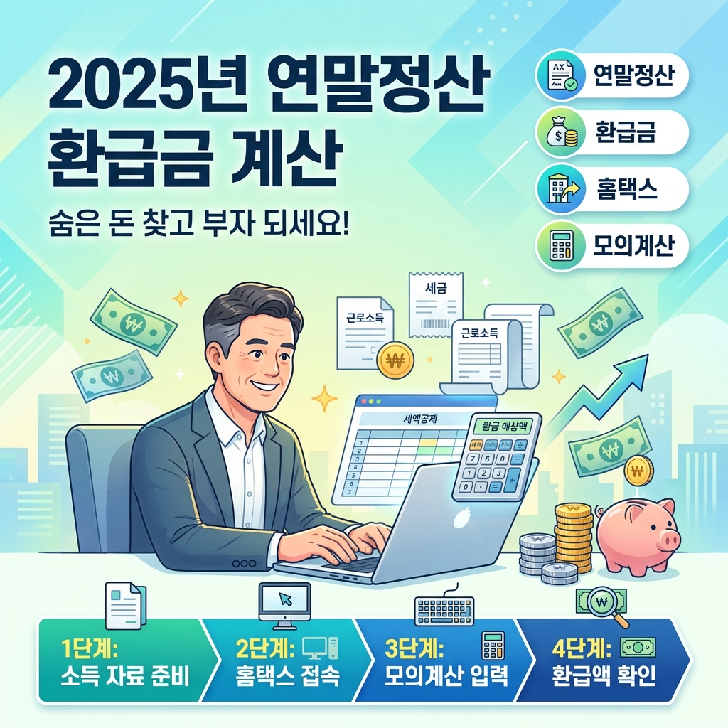 2025년 소득 기준 연말정산 환급금 계산기 홈택스 모의계산 방법