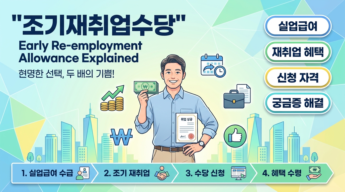 조기재취업수당: "취업 빨리 하면 실업급여 손해? 남은 돈 절반을 한 번에!"